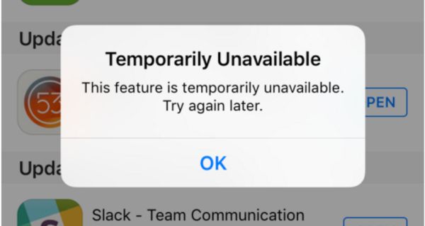 App Store Can't Update App Temporary Unavailable