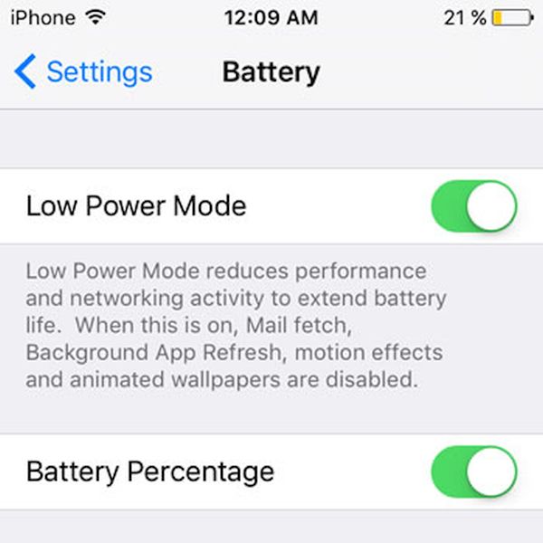 How to Quickly Enable Low Power Mode iOS 9 iPhone