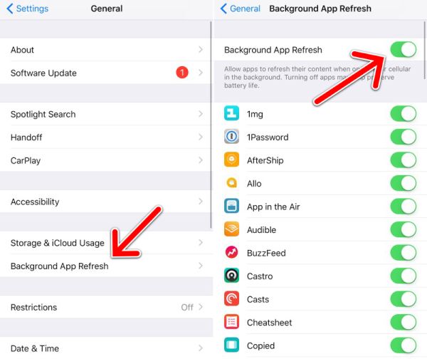 Reduce Data Background App Refresh iOS 10