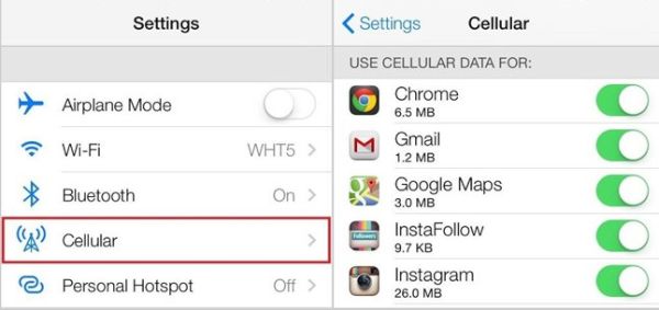 iPhone 7 Cellular Data Usage
