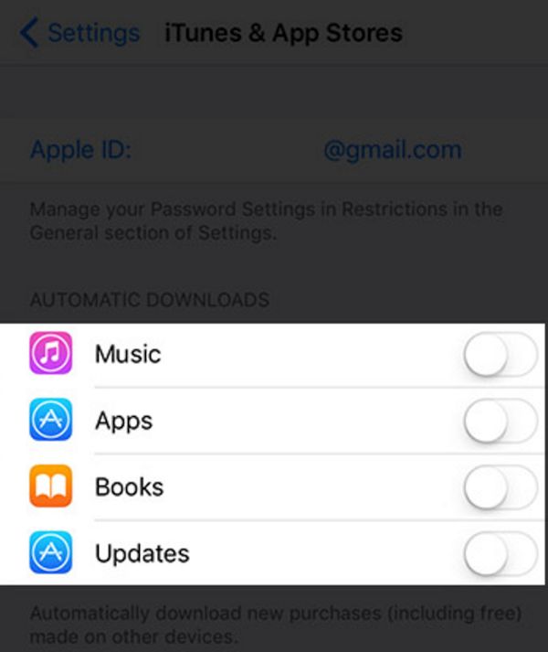 Disable Auto-Downloads Updates iOS 10