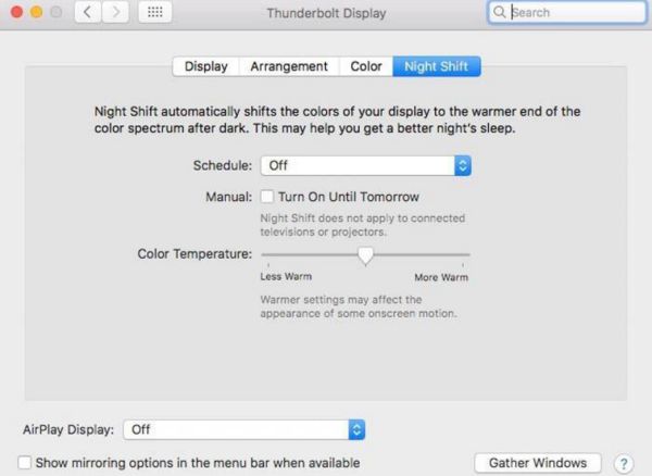 How to disable Night Shift mode on Mac OS Sierra