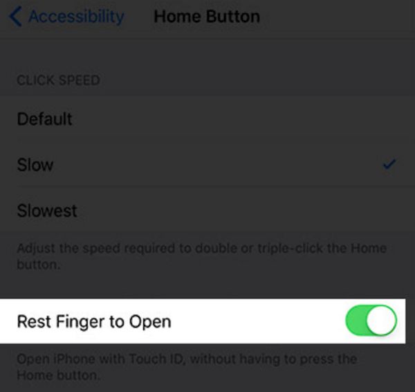 Rest Finger to Open to fix Touch ID not working problem