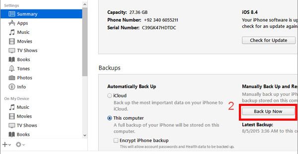iPhone Backup iTunes Guinde Intruction iOS 8 iOS 9 iOS 10